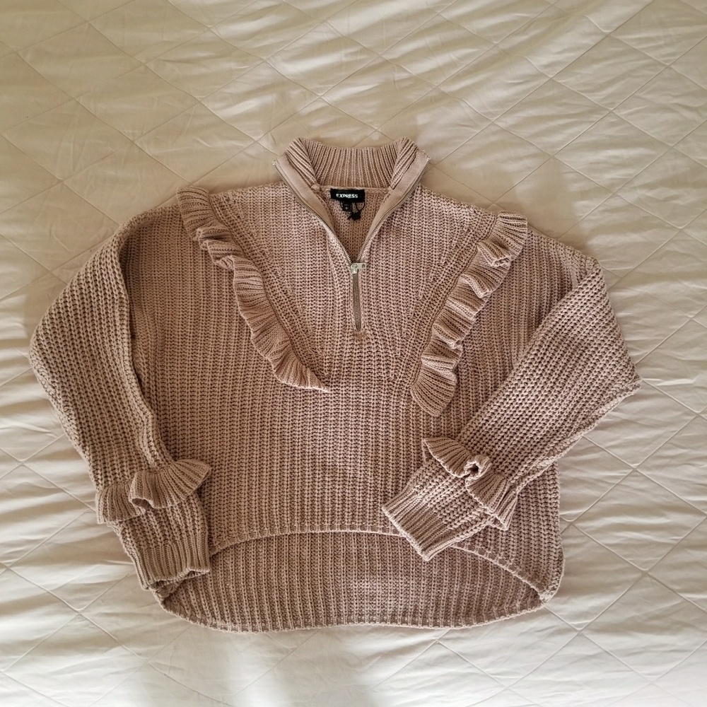 Express Dusty rose ruffle sweater